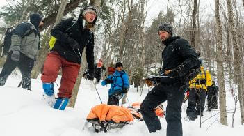 Students learning in the winter wilderness classroom