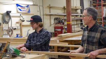 Student working with local business