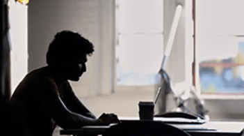 person at desk