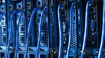 A row of computer servers.