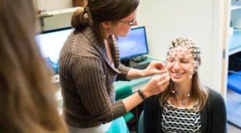 Dr. Emily Coderre in the speech lab