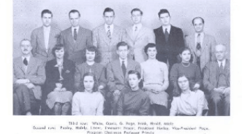 Black and white group photo of Goodrich Classical Club in 1949