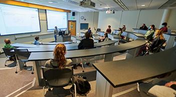 Room full of students in a classroom