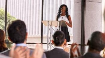 Woman giving speech