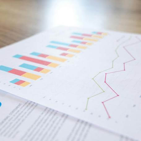 barchart and line graph on a piece of paper