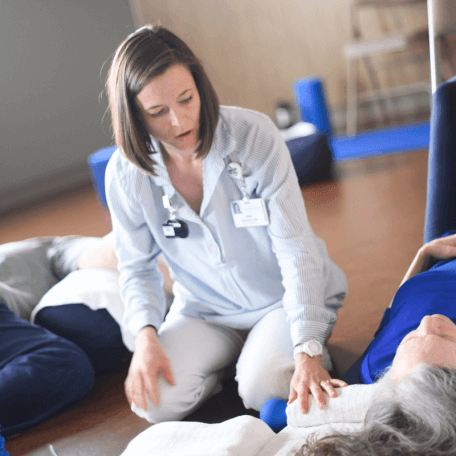 Practitioner with patients