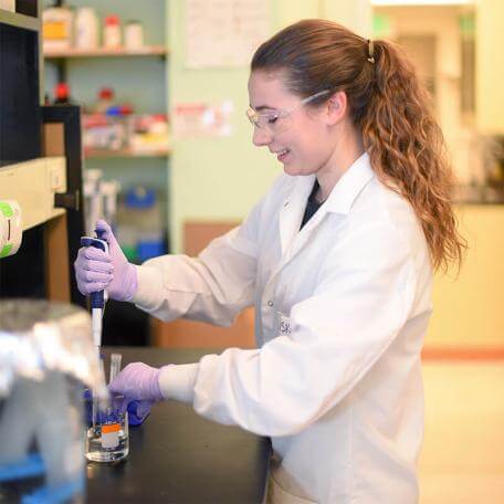 Biomedical Engineering student at work in a lab
