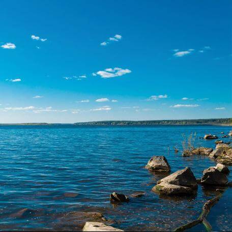rocks near the shore of a lake
