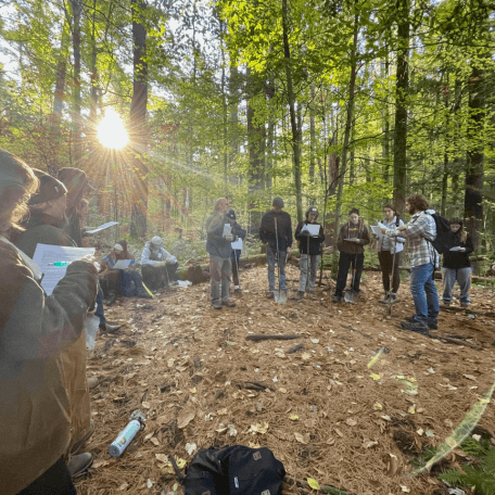 Students in the Centennial Woods