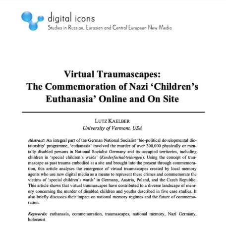 Virtual Traumascapes: The Commemoration of Nazi 'Children's Euthanasia' Online and On Site