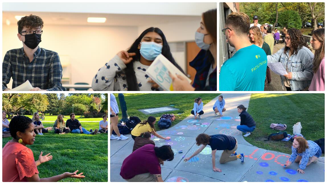 Collage of CESS students engaging in activities on campus and in their field placements..