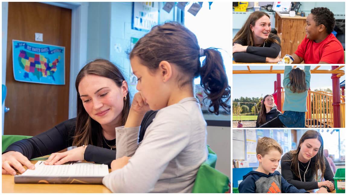 Ella McCarthy student teaching at Essex Elementary School.
