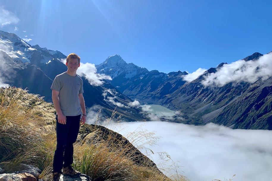 Leggatt Kerek in New Zealand surrounded by mountains in the background