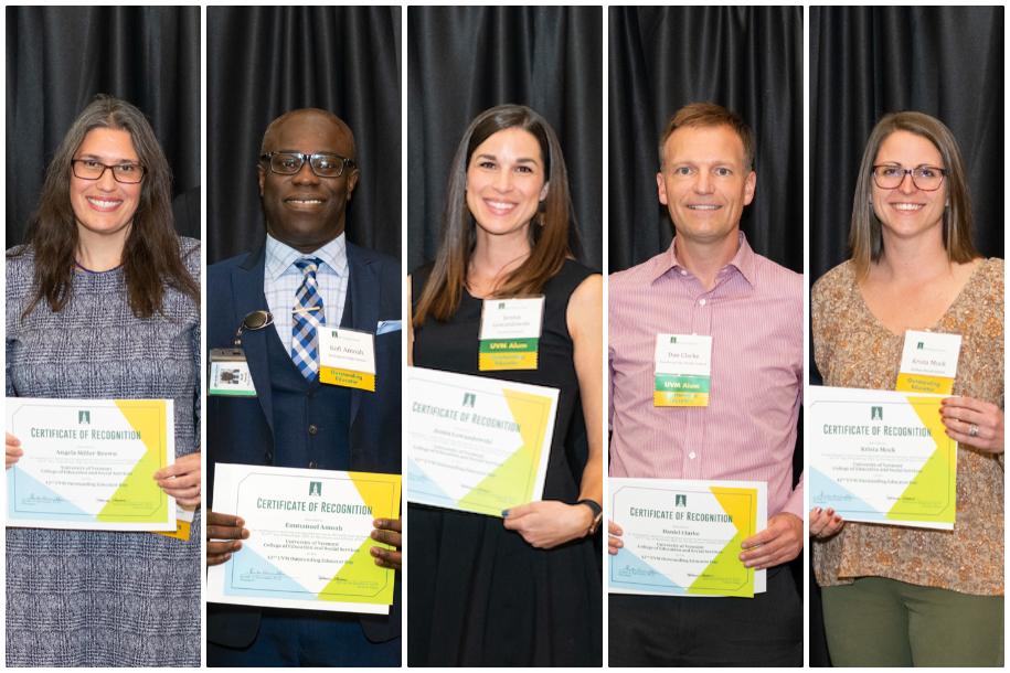 Educators holding their award cerficates