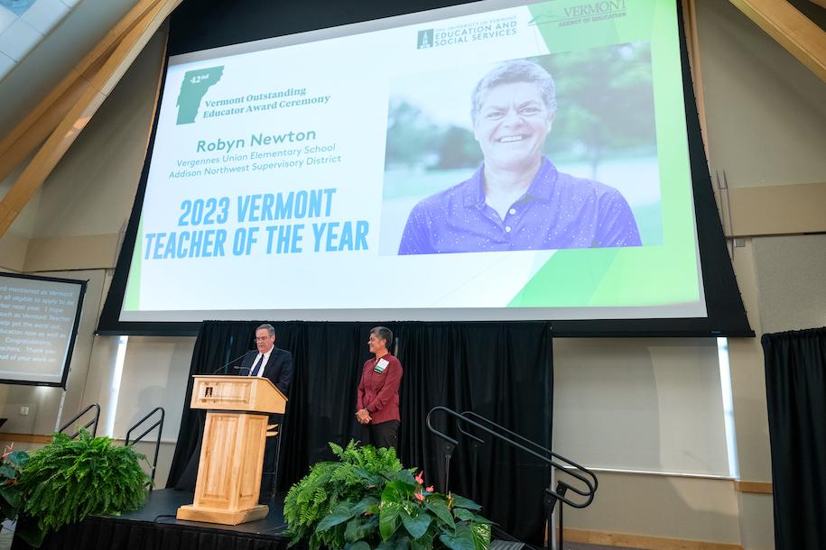 Vermont Secretary of Education Dan French Introduces 2023 Vermont Teacher of the Year Robyn Newton