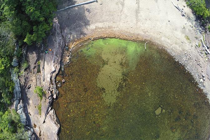 Aerial view of cyanobacteria in Lake Champlain