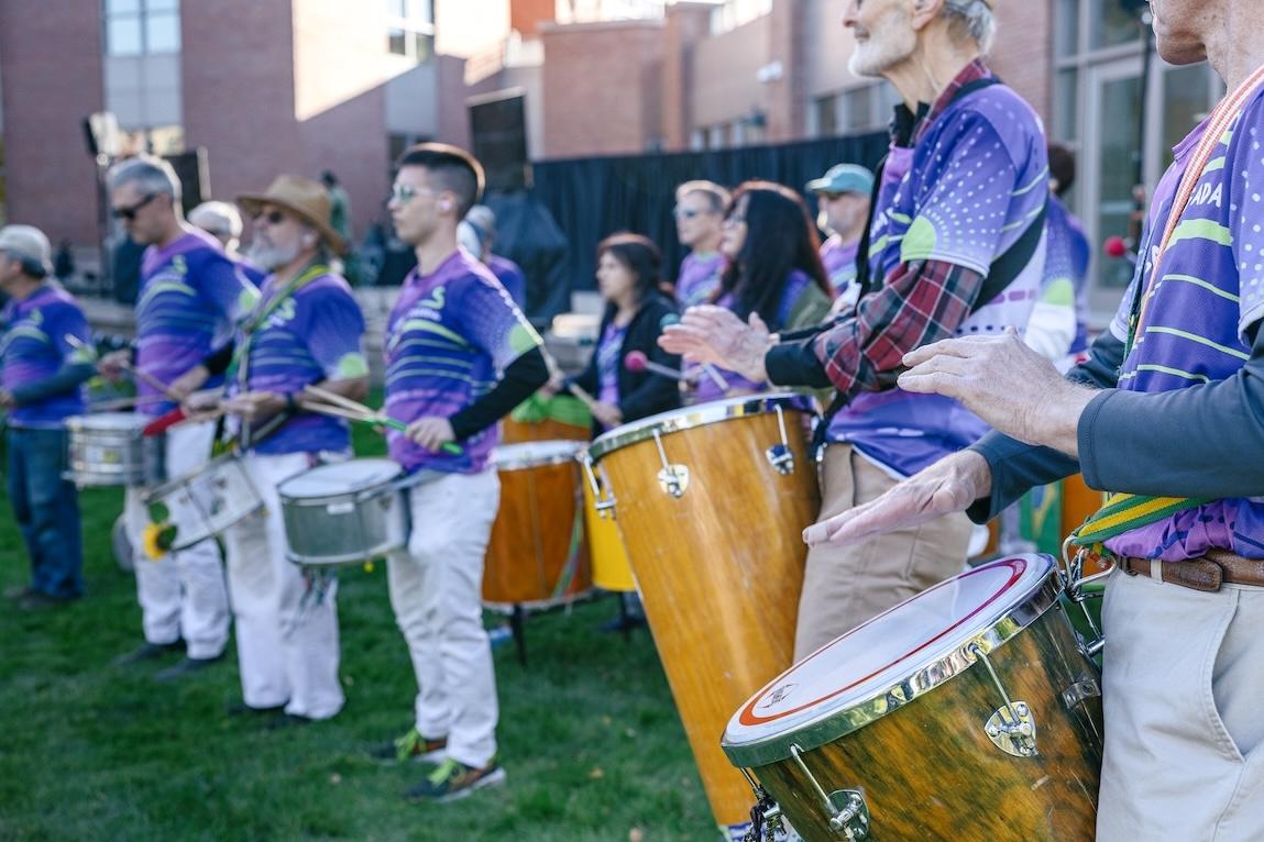 Drummers playing their instruments