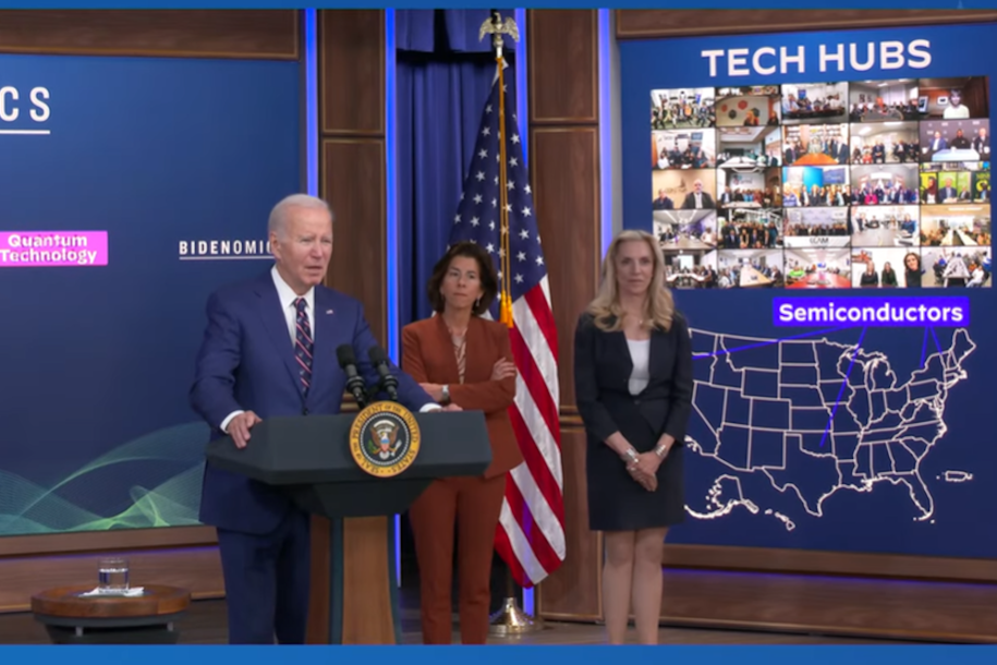 President Biden announcing tech hubs