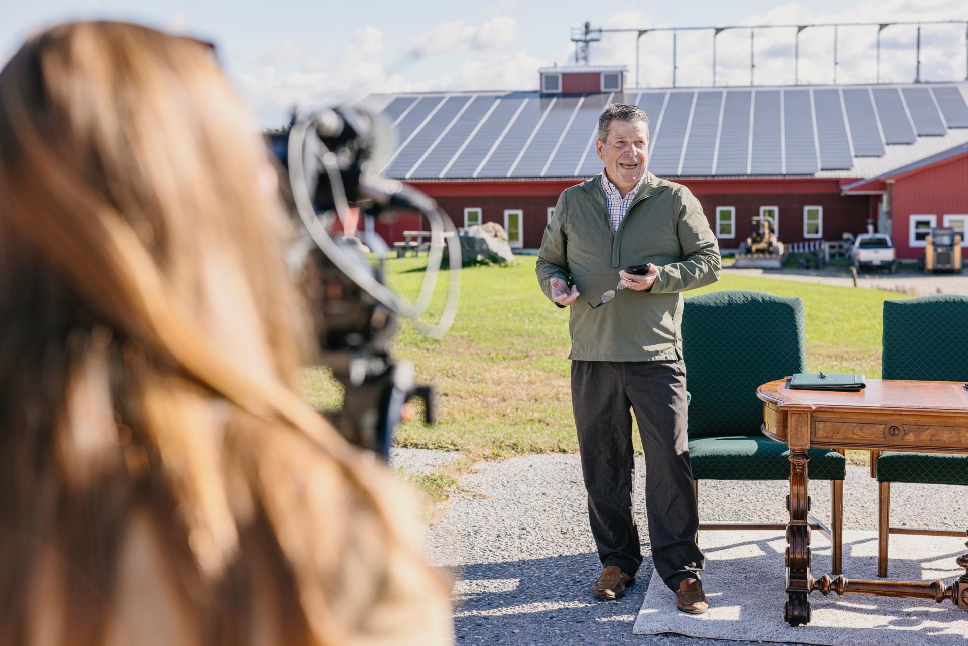 Anson Tebbetts, Vermontâs Secretary of Agriculture, Food and Markets, speaks at UVM's lease signing with Nordic Farm.