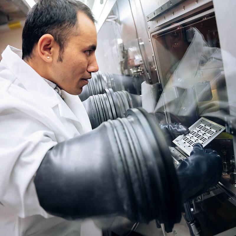 a person works at a lab station