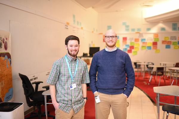 Colin and Ben in their classroom