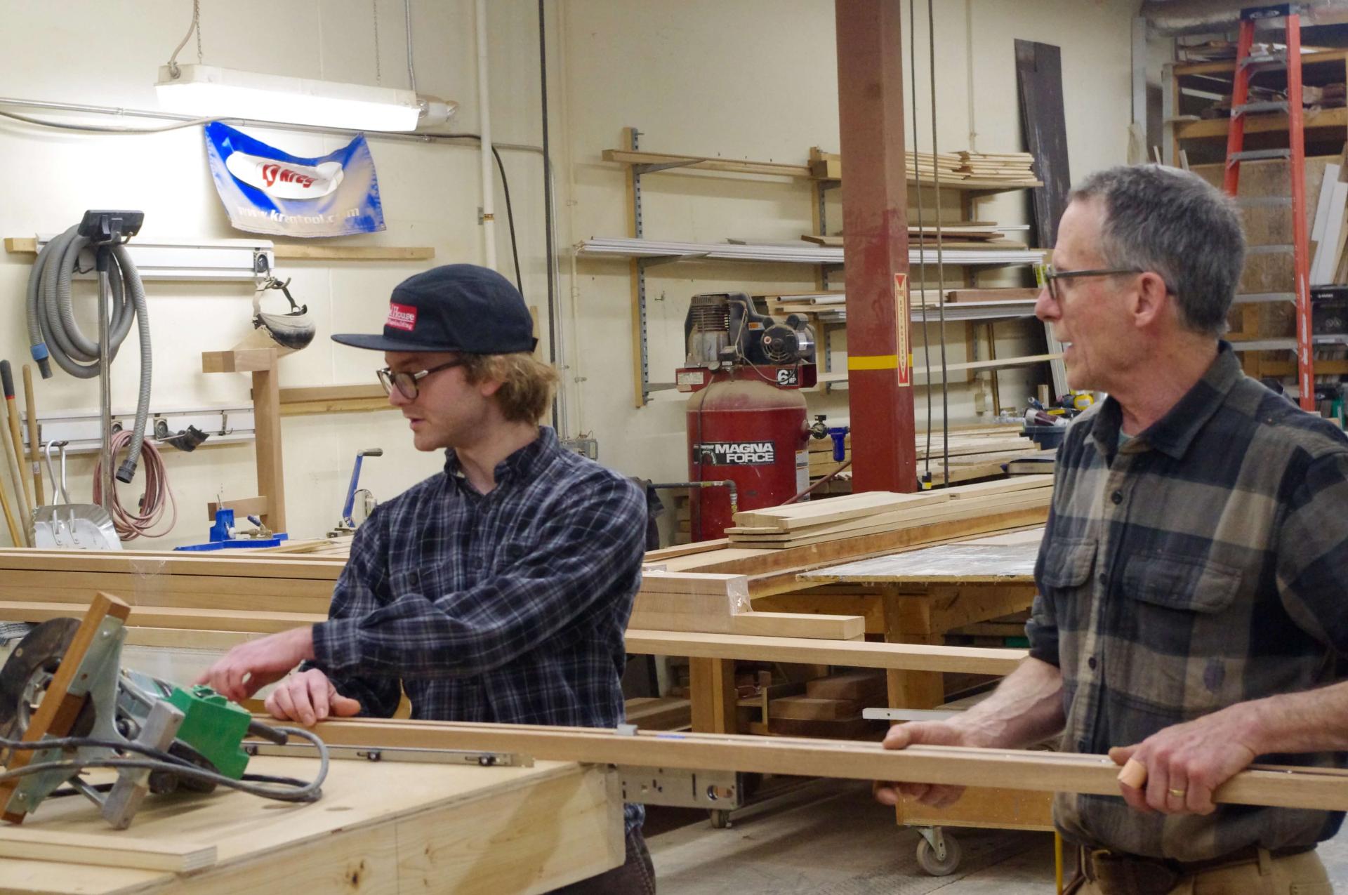 Students working in a workshop