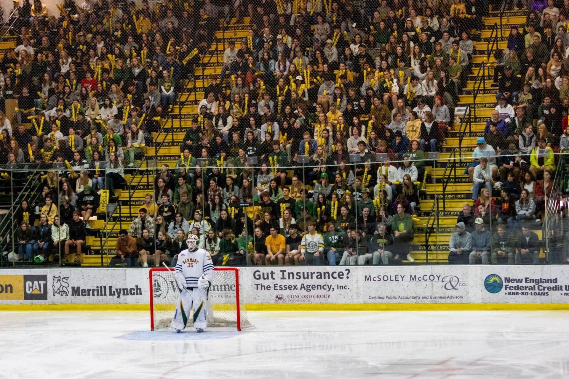 Student section at UVM hockey game
