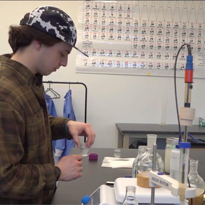 Student in research lab.