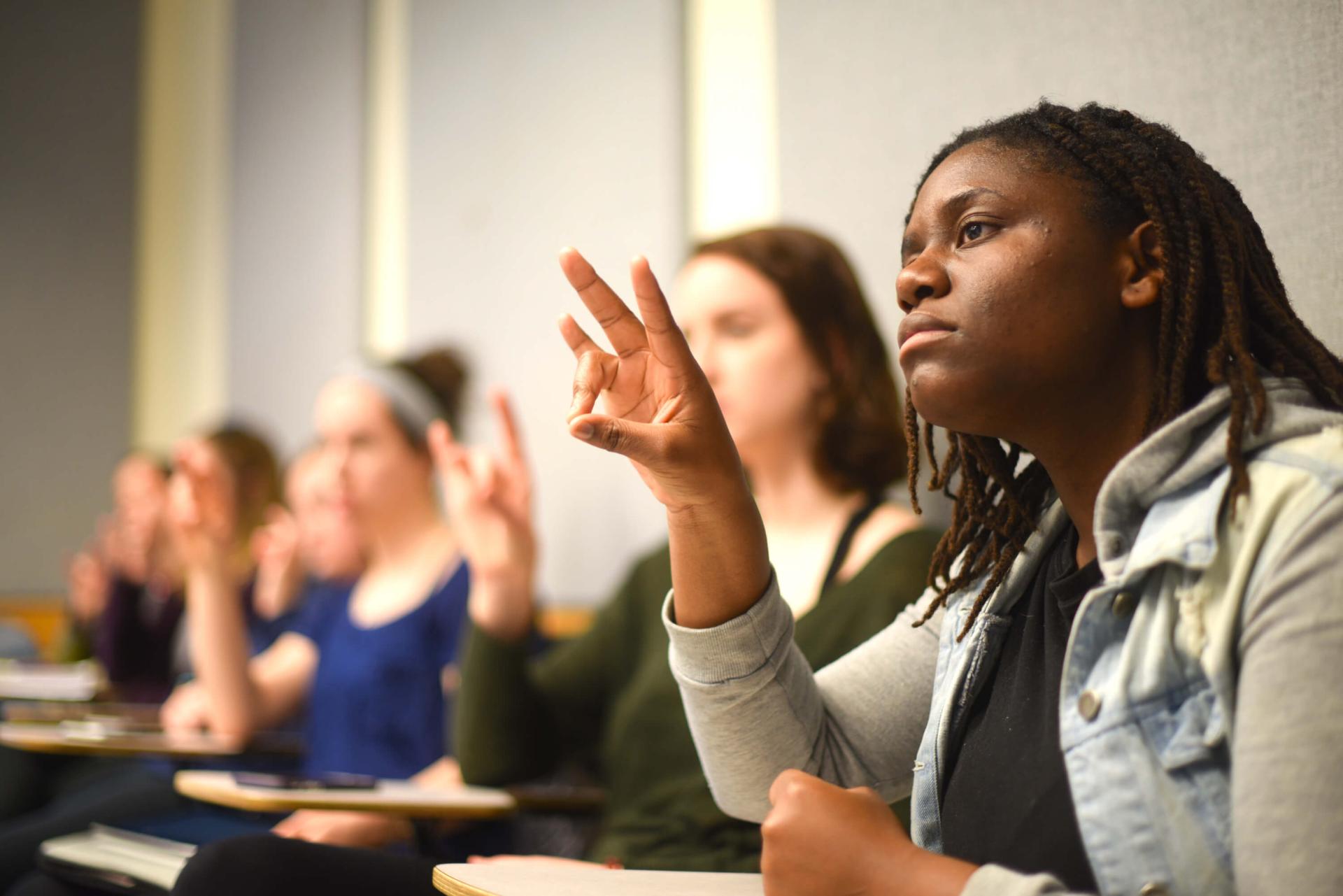 Students learning ASL in class.