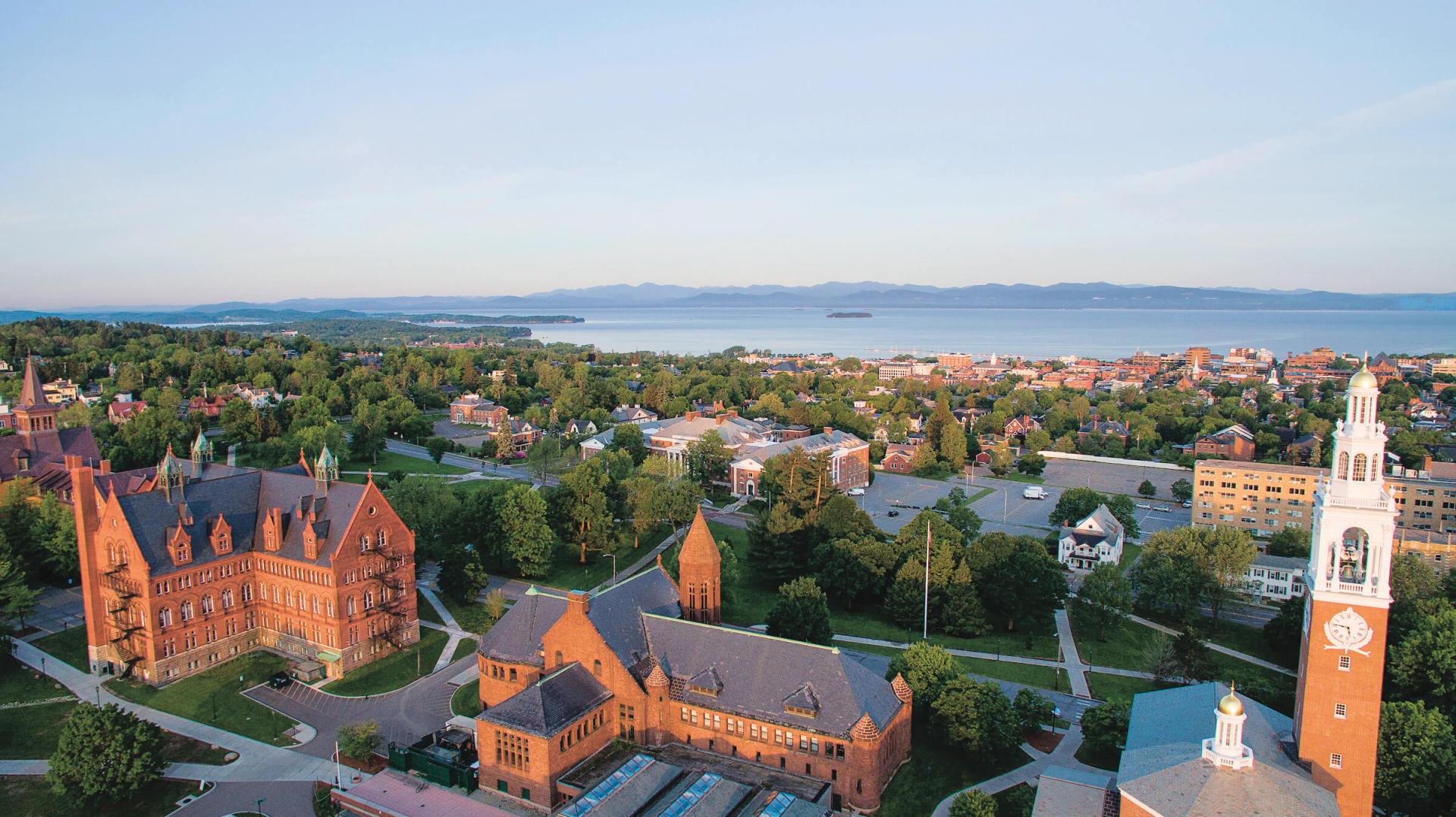 Drone view of the central campus green