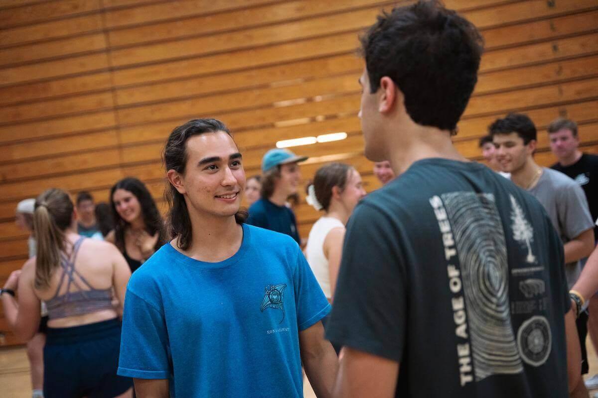 Two students have a conversation