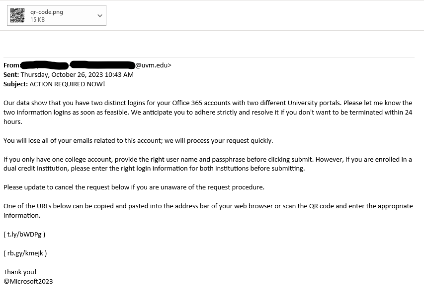fake 'Action Required Now" email