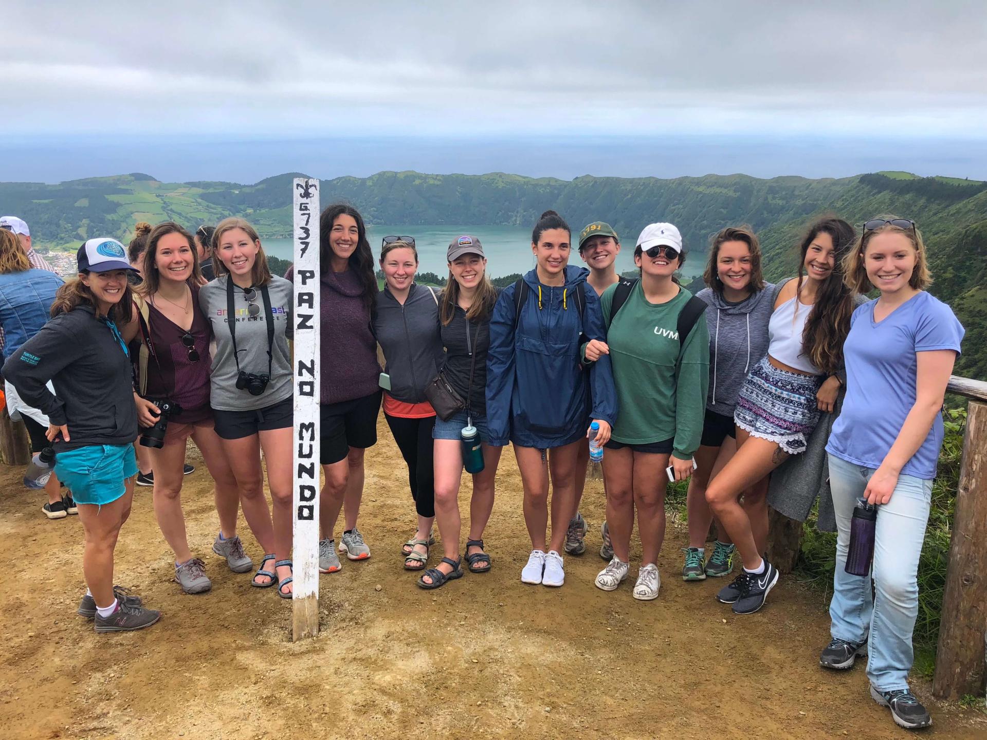 Group of students and faculty in the Azores Islands of Portugal