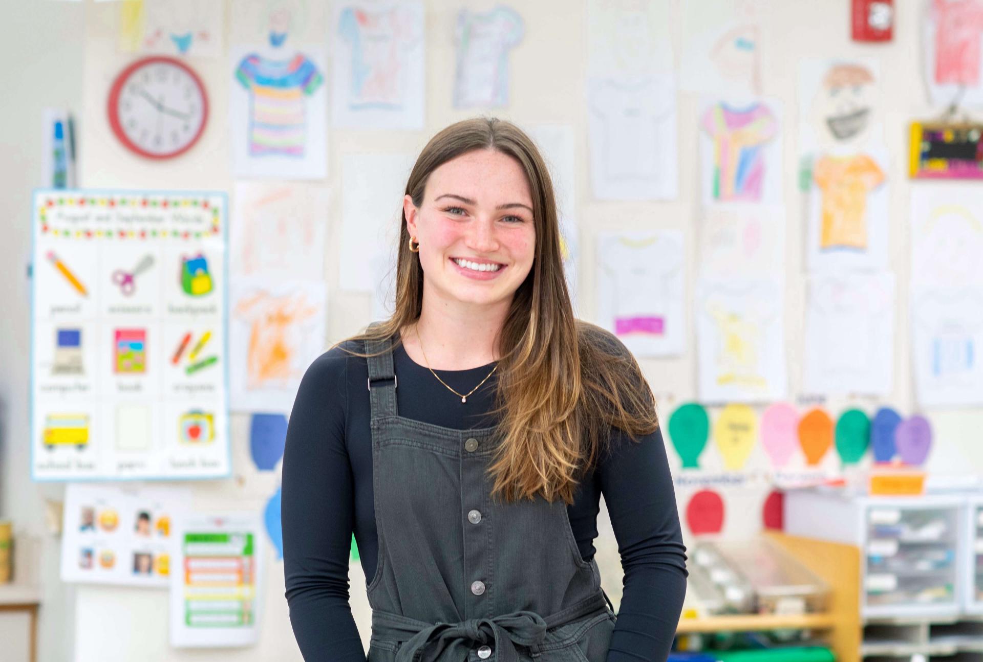 Ella McCarthy in her school internship placement classroom.