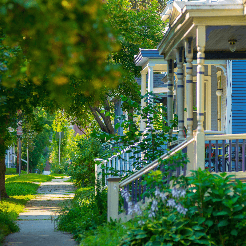 Colorful apartment buildings in Burlington
