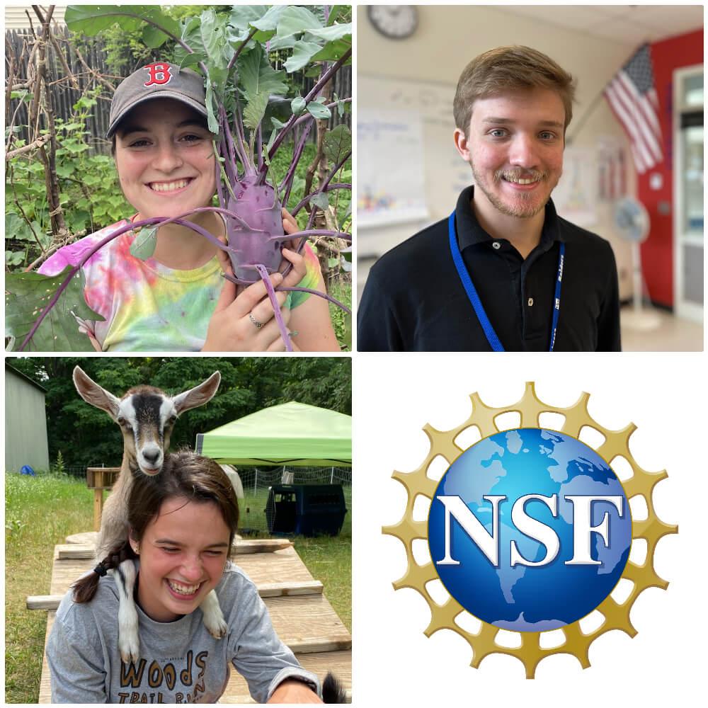 2023-2024 UVM Noyce Scholars Laurel Marshia, Aidan McAuliffe, and Megan O'Donnell