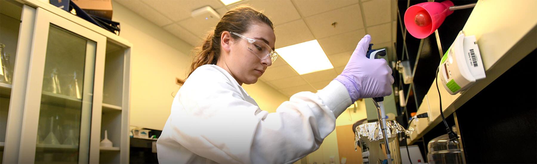 BME Graduate student at work in Votey lab