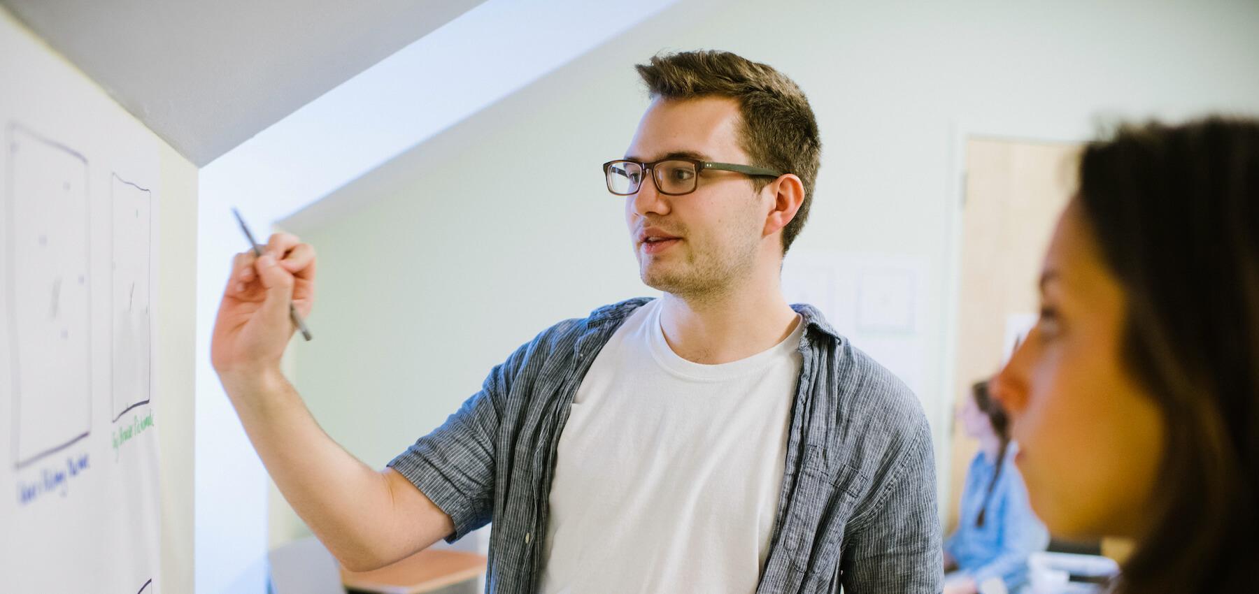 Student teaching in a classroom