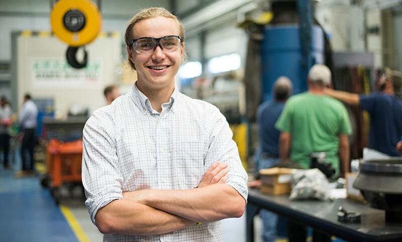 Engineering intern at work