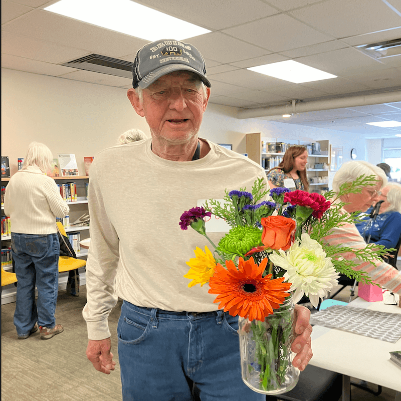 Man with flower bouquet 