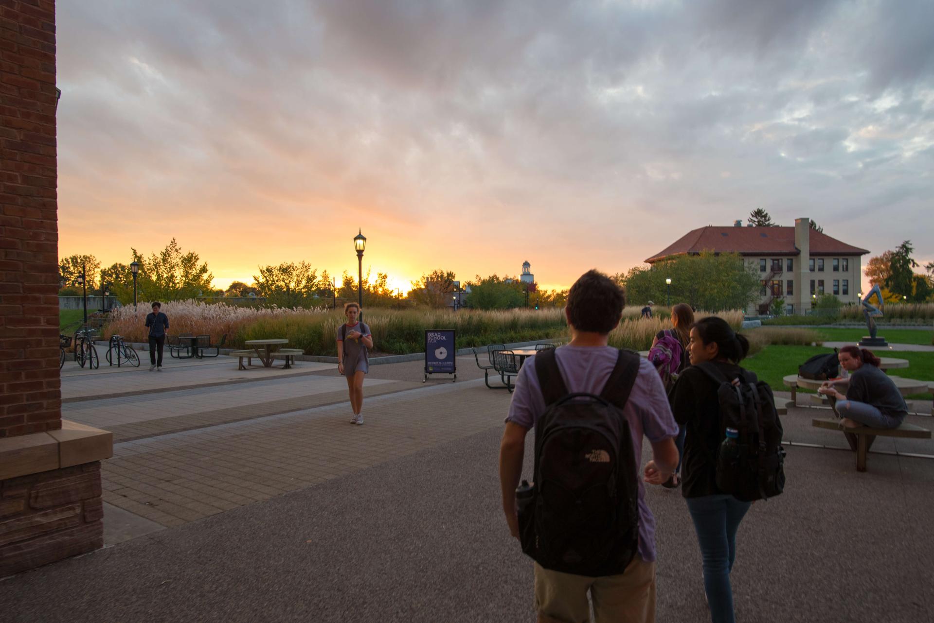 sunset over campus