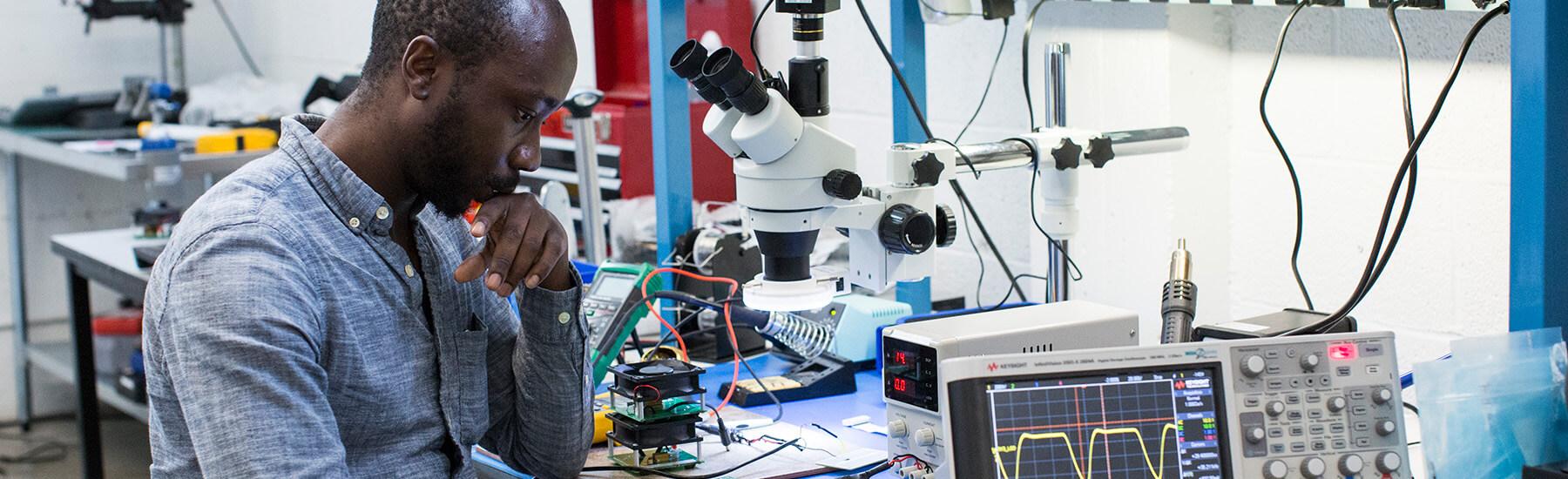 Electrical engineer working on a project
