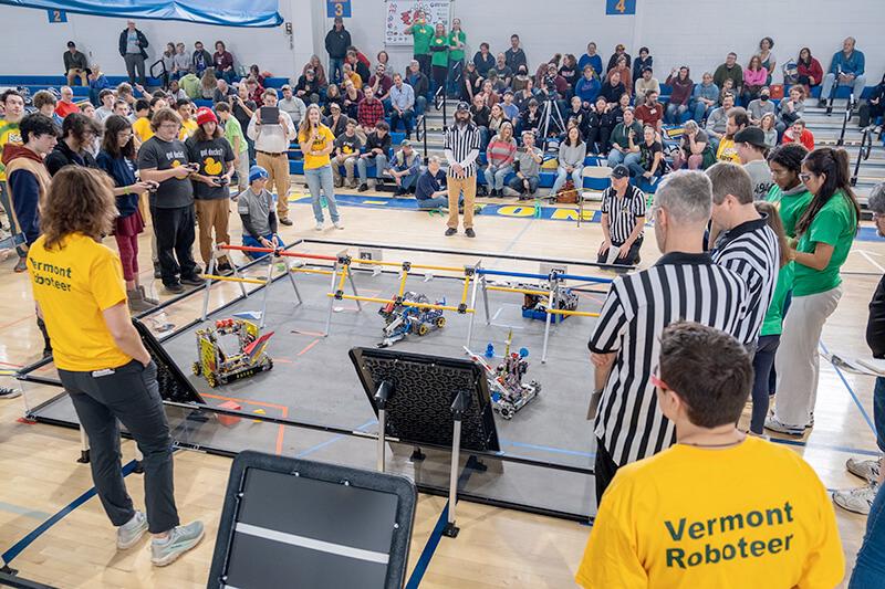 FIRST robots competing at the Vermont State Championships