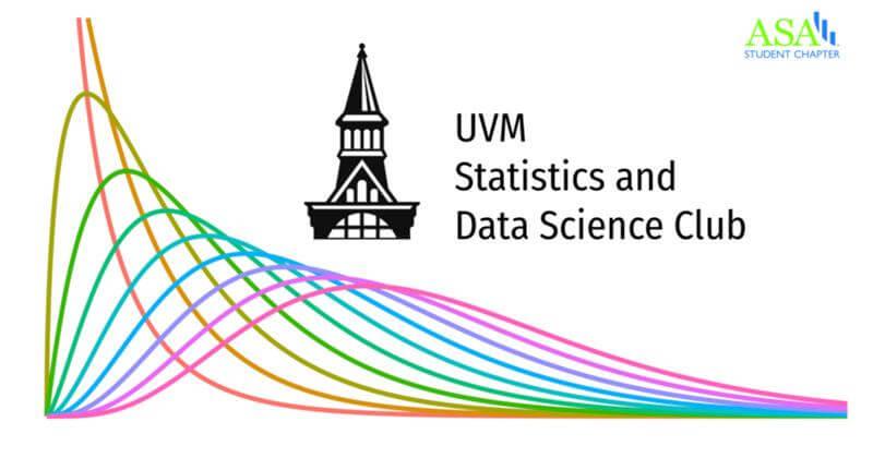 The UVM statistics and data club logo that features a graph rendering of colorful lines and the club name