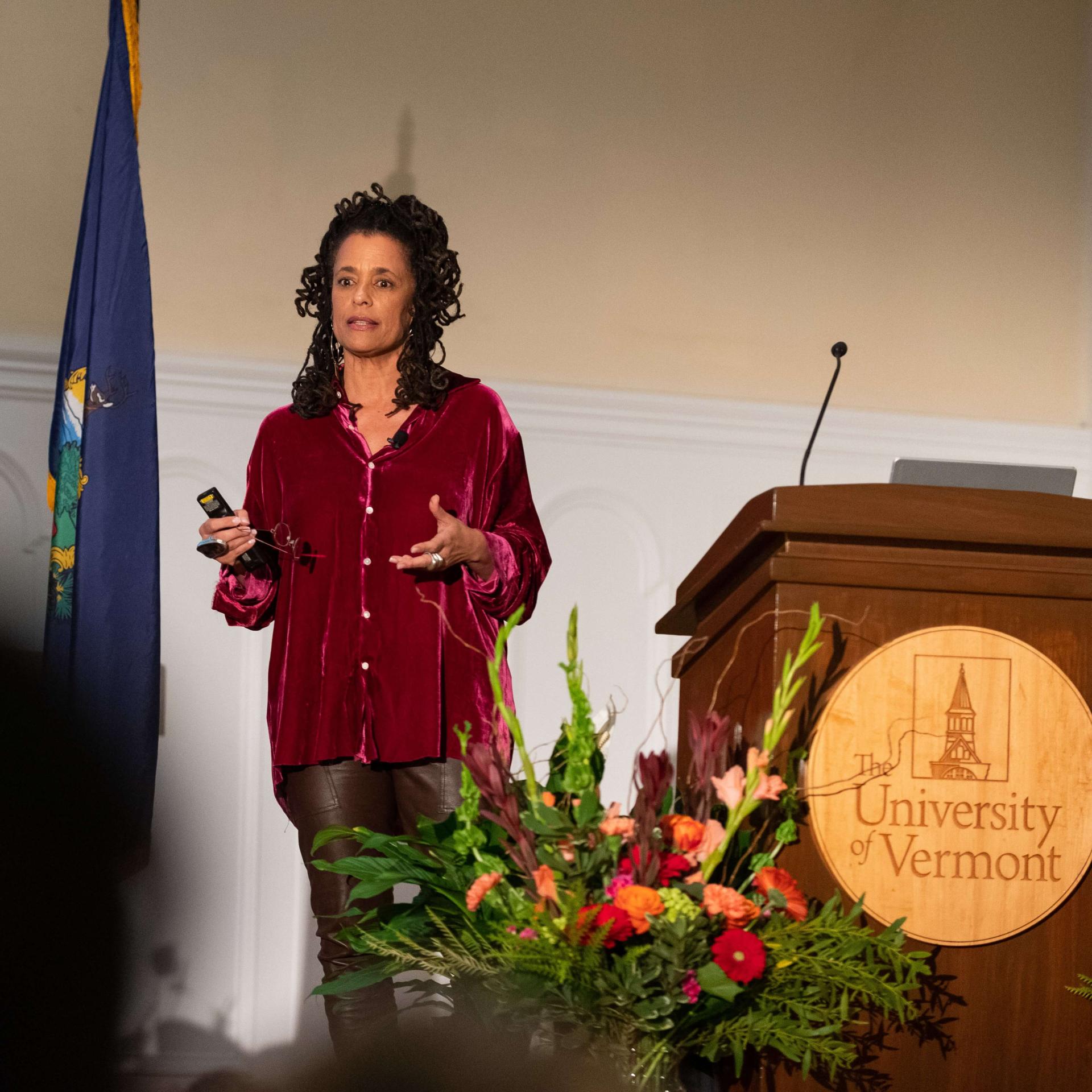 Finney presenting MLK Keynote in Ira Allen Chapel