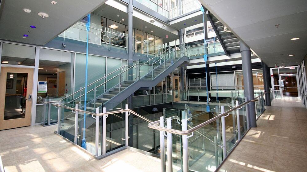 light-filled stairwell of new building