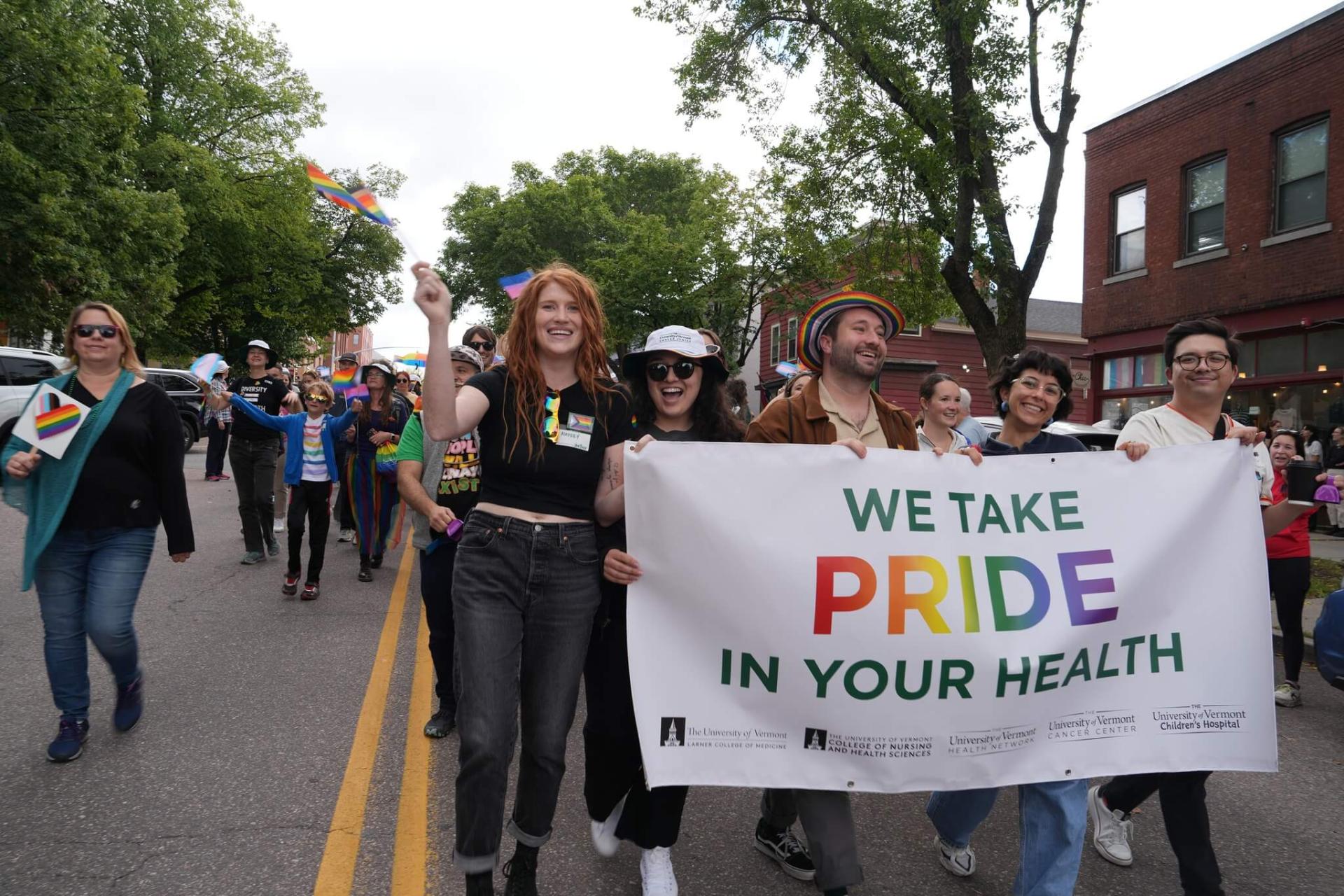 We take pride in our health banner at the Burlington Vermont pride parade