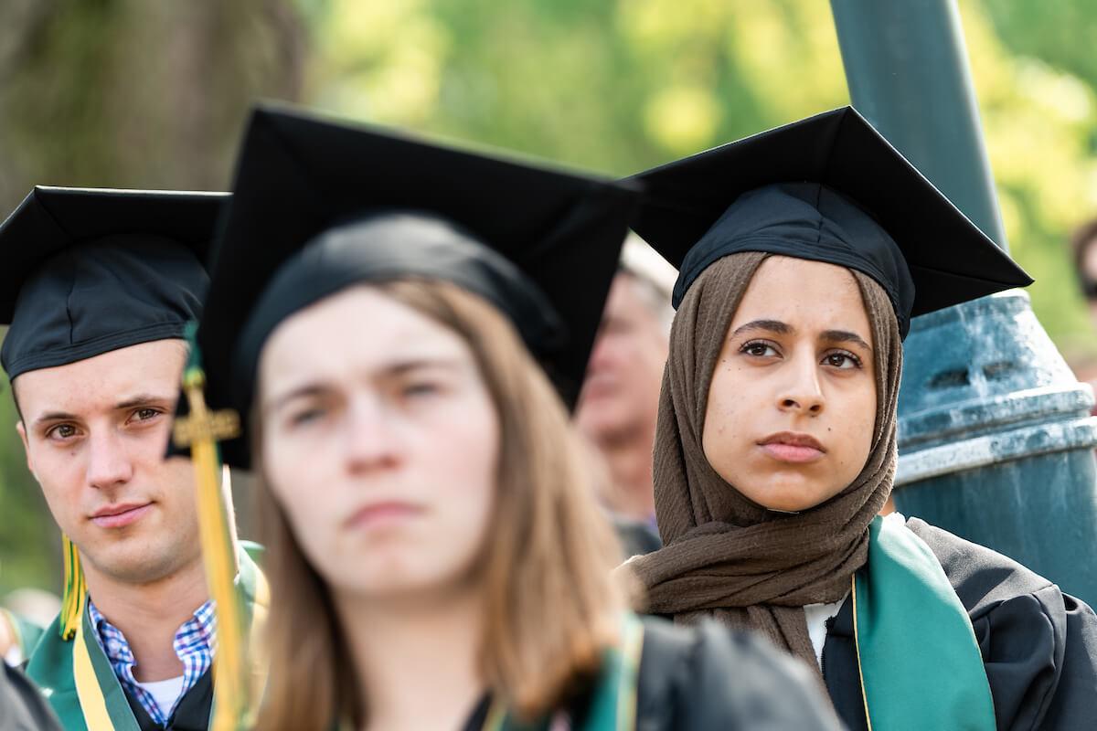 Students in line at commencement 2022