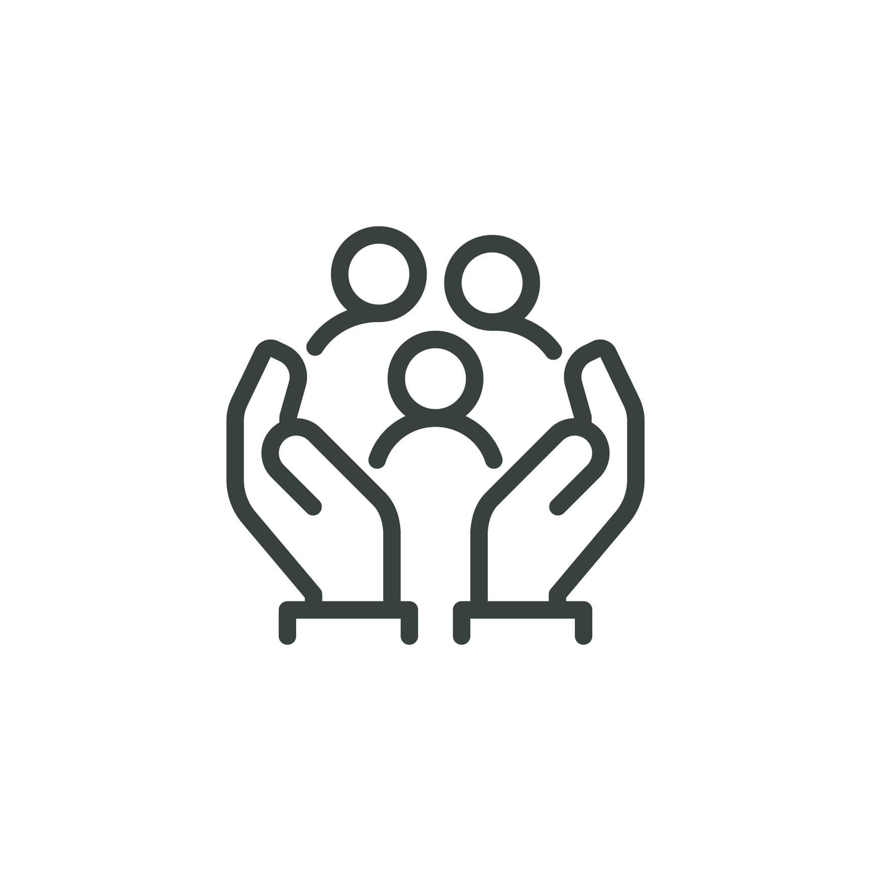 drawing of hands holding people