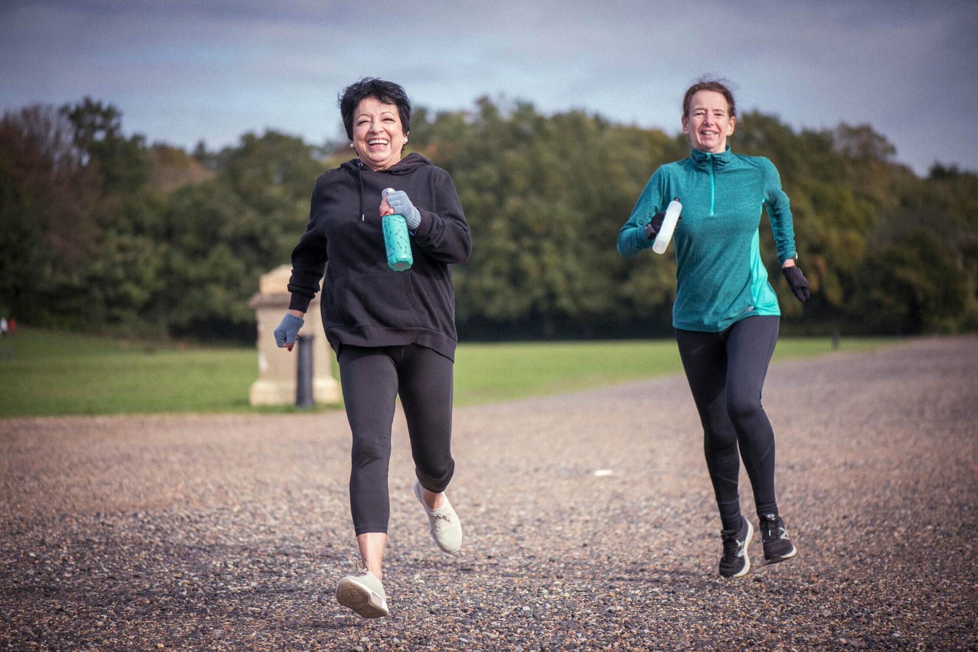 Two women walking together